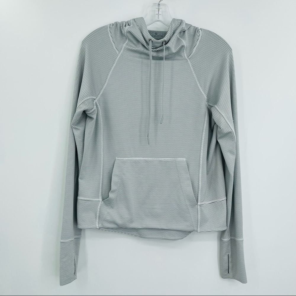 Athleta‎ Heavenly Hail Striped Hoodie Womens XS Gray Athleisure Running